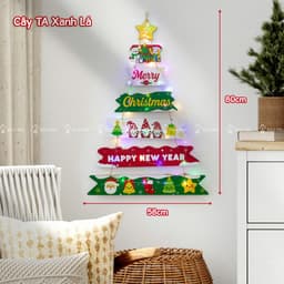 [Tặng Kèm 4 Dây Đèn LED Nháy] Cây Thông Gỗ Treo Tường Trang Trí Giáng Sinh [Mẫu Mới] ||| 4