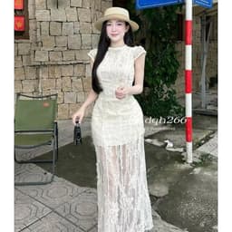 Xukadress_Váy ren đuôi cá kem ôm dáng sang chảnh, váy ren dự tiệc xukadress 5