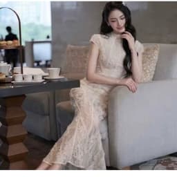 Xukadress_Váy ren đuôi cá kem ôm dáng sang chảnh, váy ren dự tiệc xukadress 4