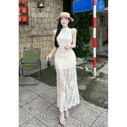 Xukadress_Váy ren đuôi cá kem ôm dáng sang chảnh, váy ren dự tiệc xukadress 7