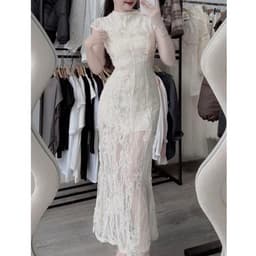 Xukadress_Váy ren đuôi cá kem ôm dáng sang chảnh, váy ren dự tiệc xukadress 2