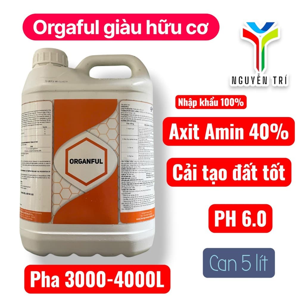 Phân bón hữu cơ ORGANFUL (Tây Ban Nha) - Kích thích ra rễ, phục hồi cây, cải tạo đất, Can 5 lít