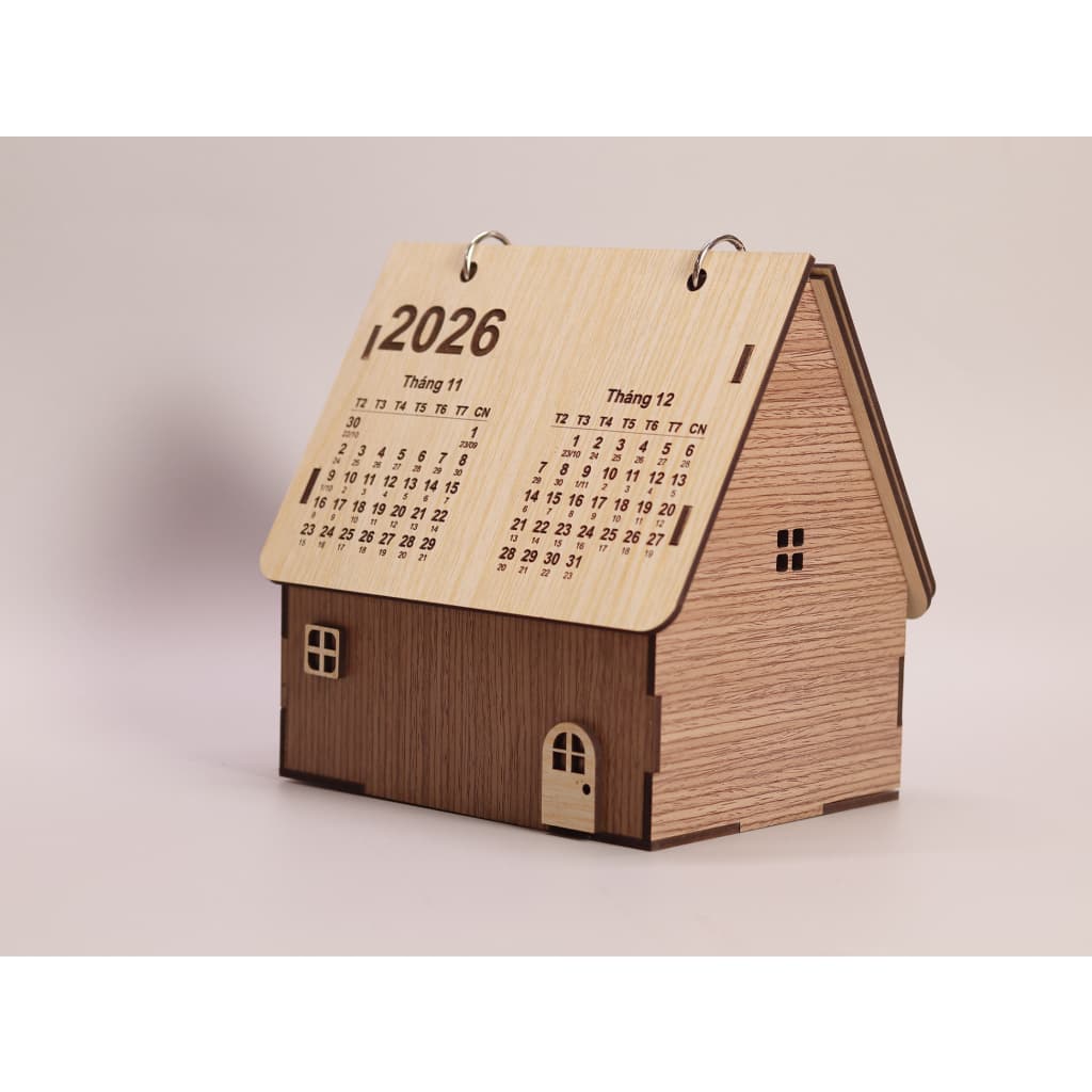 Lịch 2027 Để Bàn, Lịch Gỗ 3D Decor Trang Trí Hình Ngôi Nhà. Lynhdecor miễn phí khắc tên theo yêu cầu