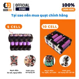 Quạt tích đIện chân pin 10 cell dùng liên tục  6-8h, quạt sạc để bàn mini 2 cấp độ gió siêu mát 2