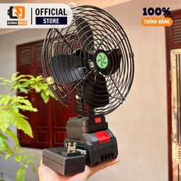 Quạt tích đIện chân pin 10 cell dùng liên tục  6-8h, quạt sạc để bàn mini 2 cấp độ gió siêu mát 3