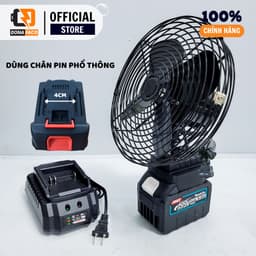 Quạt tích đIện chân pin 10 cell dùng liên tục  6-8h, quạt sạc để bàn mini 2 cấp độ gió siêu mát 6