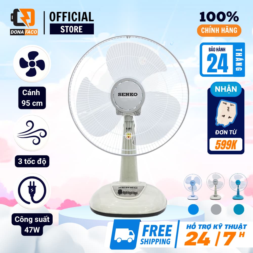 | Hỏa tốc | Quạt để bàn Senko B1616 lồng 40cm 47W 3 cấp gió mạnh để phòng ngủ bảo hành 24 tháng
