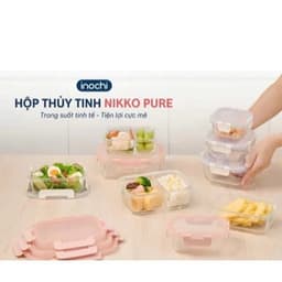 Hộp Thủy Tinh Vuông Nikko Pure Inochi |Nắp Kín Hơi – Chịu Nhiệt Tốt – Mang Cơm Văn Phòng Tiện Lợi 7