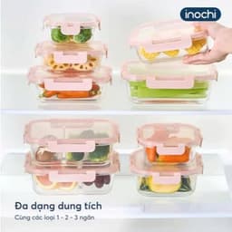 Hộp Thủy Tinh Vuông Nikko Pure Inochi |Nắp Kín Hơi – Chịu Nhiệt Tốt – Mang Cơm Văn Phòng Tiện Lợi 4