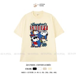 (Có áo người lớn) áo thun snoopy, áo phông hoạt hình snoopy, áo thun cho bé trai, bé gái mềm mịn ISEE VN SP03 1