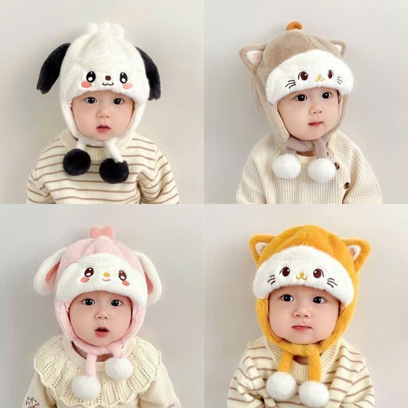 Mũ Lông Chó Mèo Ấm Áp Cho Bé 6 Tháng Đến 3 Tuổi - Bịt Tai Đáng Yêu"