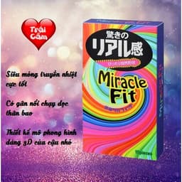 Bao cao su Sagami Miracle Fit, Thiết kế 3D siêu mỏng, Size nhỏ,  Ôm khít, Hộp 10 cái 7