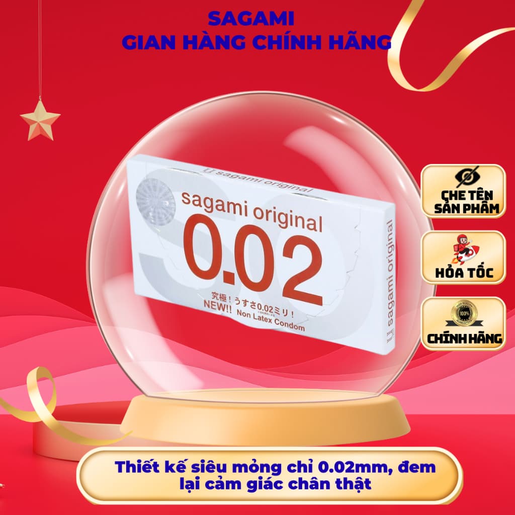 Bao Cao Su Sagami Original 002, siêu mỏng cao cấp chỉ 0.02mm, dẻo dai, Tạo cảm giác chân thật