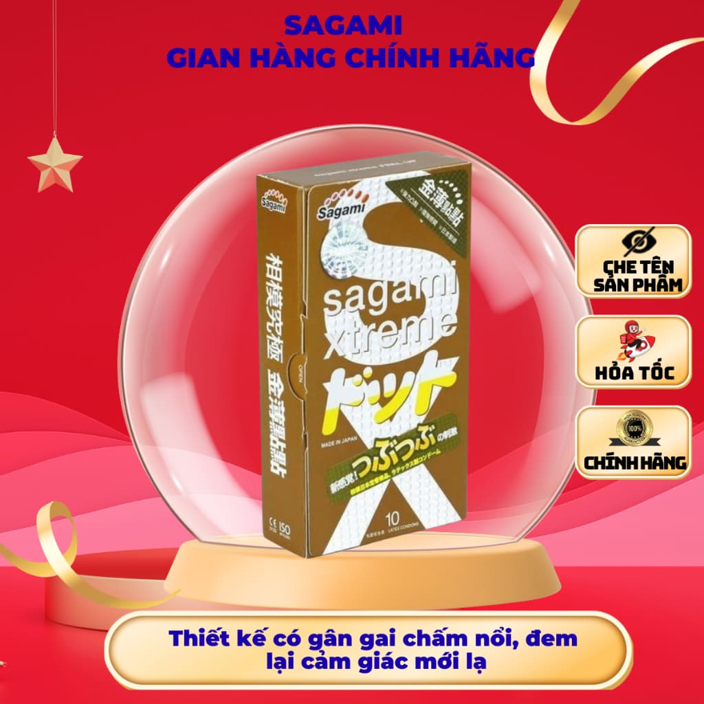 Bao cao su Sagami Xtreme Feel Up, Thiết kế siêu mỏng, có gân gai nhỏ, ôm sát, Hộp 10 cái