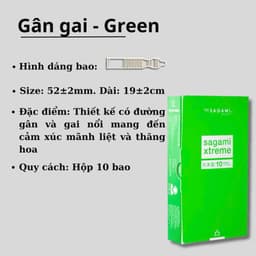 Bao cao su SAGAMI Xtreme Type E Green, siêu mỏng, gân và gai nổi, co giãn - Hộp 10 cái 7