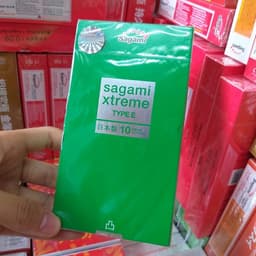 Bao cao su SAGAMI Xtreme Type E Green, siêu mỏng, gân và gai nổi, co giãn - Hộp 10 cái 6