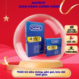 Bao cao su Safefit 4in1, Thiết kế siêu mỏng, có gân gai li ti, kéo dài thời gian quan hệ 1