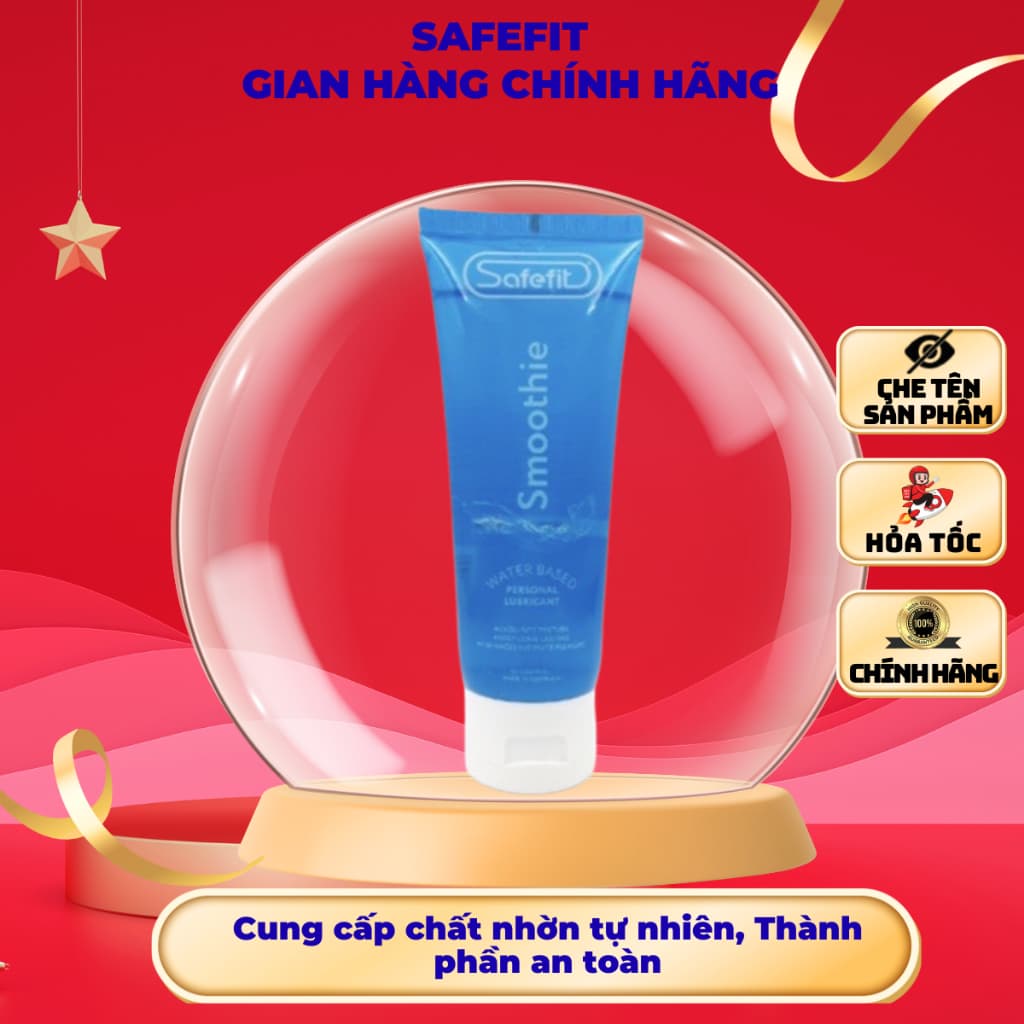Gel bôi trơn Safefit Smoothie, cung cấp độ ẩm tự nhiên, Thành phân an toàn, tuýt 100ml