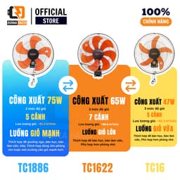 Quạt treo tường Senko TC1886, quạt công nghiệp công xuát 75W 5 cánh 3 cấp gió mạnh bảo hành 24 tháng 2