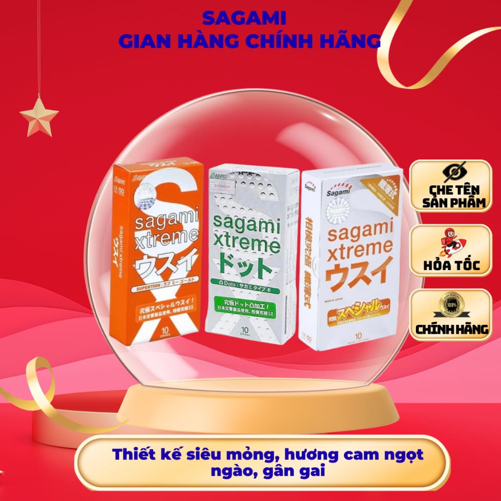 Bao Cao Su Sagami , Thiết kế siêu mỏng. gân gai, co giãn xuất xứ Nhật Bản