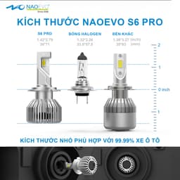 Bóng Led Naoevo S6 Pro X-Light 55W 6600LM 5800K tản nhiệt ống đồng (Chân H4 H7 H11 9005 9012) 7