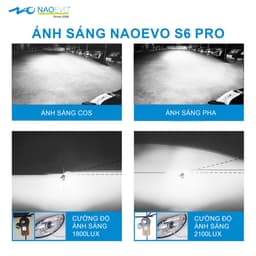 Bóng Led Naoevo S6 Pro X-Light 55W 6600LM 5800K tản nhiệt ống đồng (Chân H4 H7 H11 9005 9012) 8