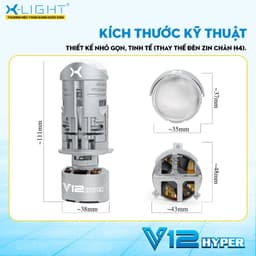 Bi Led Mini Xlight V12 Hyper chân H4 35W/50W 5500K bi cầu mini lắp ô tô xe máy như zin - LuxuryCars 9