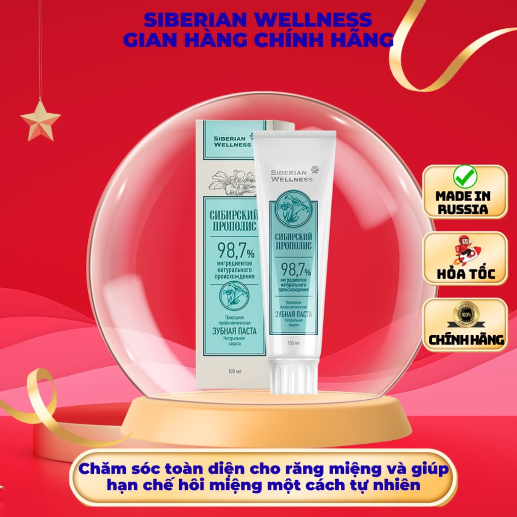 Kem đánh răng thảo dược Siberian Wellness, giúp hạn chế hôi miệng, chăm sóc răng miệng toàn diện - Tuýt 75 ml