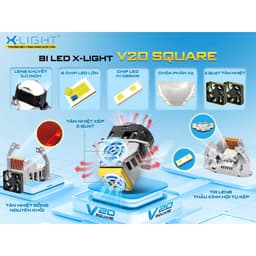 Bi Led GTR X-Light V20 Square (Lens Vuông) tăng sáng o tô xe máy Cos 55W Pha 65W nhiệt màu 5500K lỗi 1 đổi 1 trong 2 năm 2