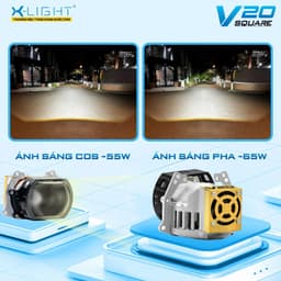Bi Led GTR X-Light V20 Square (Lens Vuông) tăng sáng o tô xe máy Cos 55W Pha 65W nhiệt màu 5500K lỗi 1 đổi 1 trong 2 năm 7