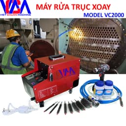 Máy vệ sinh đường ống chiller, bình ngưng bằng chổi xoay kết hợp bơm nước 1