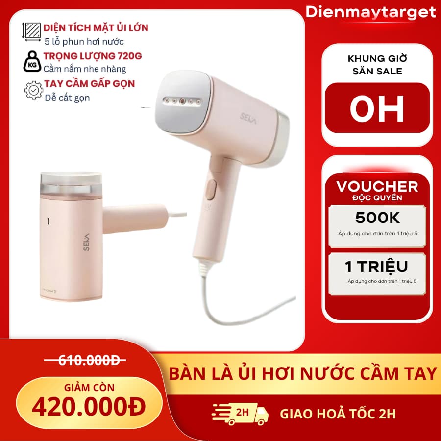 Bàn là hơi nước cầm tay Seka công suất 1200W bình chứa 170ml nước, là mọi loại vải