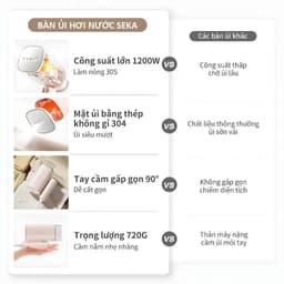 Bàn là hơi nước cầm tay Seka công suất 1200W bình chứa 170ml nước, là mọi loại vải 9