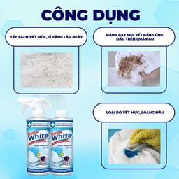 Xịt Tẩy Quần Áo Snow White 500ml – Tẩy Ố Vàng, Ố Mốc, Hồi Phục Màu Trắng Cho Vải 2