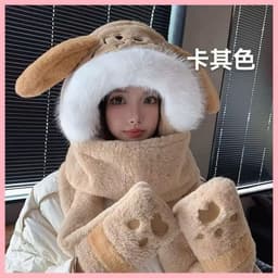 [ Bóp Tai ] Mũ Chùm Đầu Giữ Ấm 3in1 Có Bóp Tai Giật Siêu Dễ Thương Cho Người Lớn 5