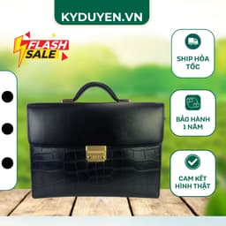 Cặp Da Nam Cao Cấp Milord Da Thật Da Cá Sấu – Túi Xách Công Sở Doanh Nhân Khóa Số Kim Loại Vàng Sang Trọng 1
