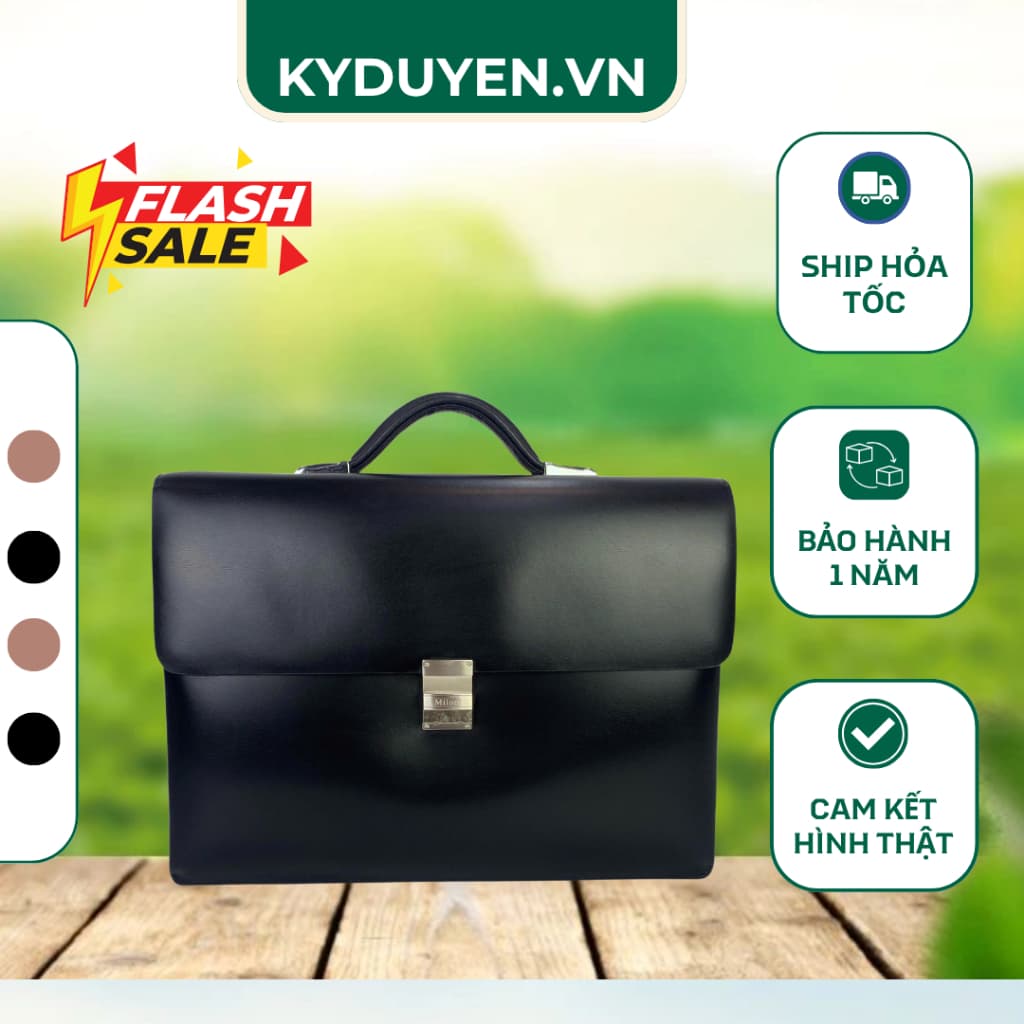Cặp da nam công sở Milord cao cấp, Cặp xách doanh nhân da thật đựng laptop 15 inch, Túi xách nam lịch lãm chính hãng