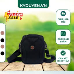 Túi đeo chéo nam mini logo Thụy Sĩ, Túi đeo chéo vải dù chống nước, Túi đựng điện thoại đi du lịch tiện lợi, Túi nam min 1