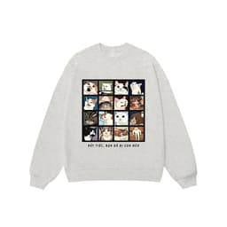 LUON VUITUOI Áo Vớ Vẩn Vui Tươi REDLABEL Áo Sweater BẠN BỊ CON MÈO Áo Sweatshirt Nỉ Oversize Nam Nữ SWT37 5