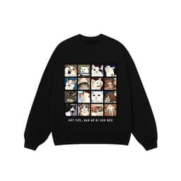 LUON VUITUOI Áo Vớ Vẩn Vui Tươi REDLABEL Áo Sweater BẠN BỊ CON MÈO Áo Sweatshirt Nỉ Oversize Nam Nữ SWT37 3