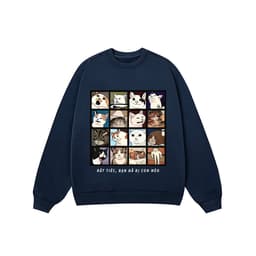 LUON VUITUOI Áo Vớ Vẩn Vui Tươi REDLABEL Áo Sweater BẠN BỊ CON MÈO Áo Sweatshirt Nỉ Oversize Nam Nữ SWT37 6