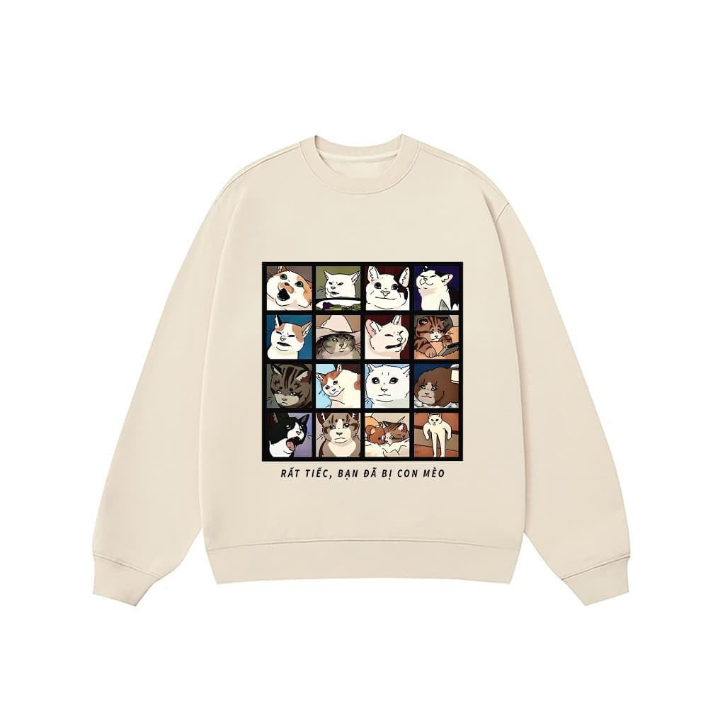 LUON VUITUOI Áo Vớ Vẩn Vui Tươi REDLABEL Áo Sweater BẠN BỊ CON MÈO Áo Sweatshirt Nỉ Oversize Nam Nữ SWT37