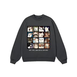 LUON VUITUOI Áo Vớ Vẩn Vui Tươi REDLABEL Áo Sweater BẠN BỊ CON MÈO Áo Sweatshirt Nỉ Oversize Nam Nữ SWT37 4