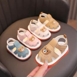 [Tăng 1 size] Dép SanDal Tập Đi Có Kèn Cho Bé Đế Mềm Nhẹ Êm Chân Chống Trơn Trượt Thêu Gấu 4 Màu Cho BéTrai BéGái [m32] 1