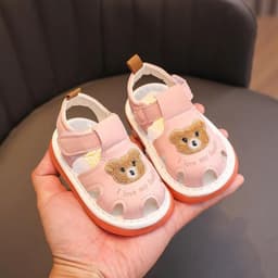 [Tăng 1 size] Dép SanDal Tập Đi Có Kèn Cho Bé Đế Mềm Nhẹ Êm Chân Chống Trơn Trượt Thêu Gấu 4 Màu Cho BéTrai BéGái [m32] 3
