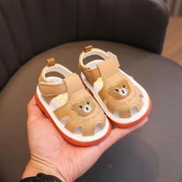 [Tăng 1 size] Dép SanDal Tập Đi Có Kèn Cho Bé Đế Mềm Nhẹ Êm Chân Chống Trơn Trượt Thêu Gấu 4 Màu Cho BéTrai BéGái [m32] 4