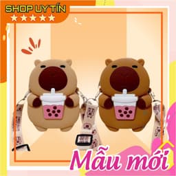 [Mới] Túi xách đeo chéo silicon hình chuột capy thời trang dễ thương bé trai gái đựng lì xì, túi tỏi 1