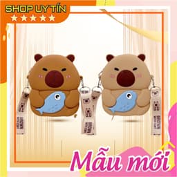 [Mới] Túi xách đeo chéo silicon hình chuột capybara cá dễ thương bé trai gái đựng lì xì, túi tỏi 1