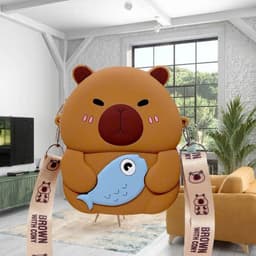 [Mới] Túi xách đeo chéo silicon hình chuột capybara cá dễ thương bé trai gái đựng lì xì, túi tỏi 3