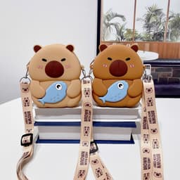 [Mới] Túi xách đeo chéo silicon hình chuột capybara cá dễ thương bé trai gái đựng lì xì, túi tỏi 7